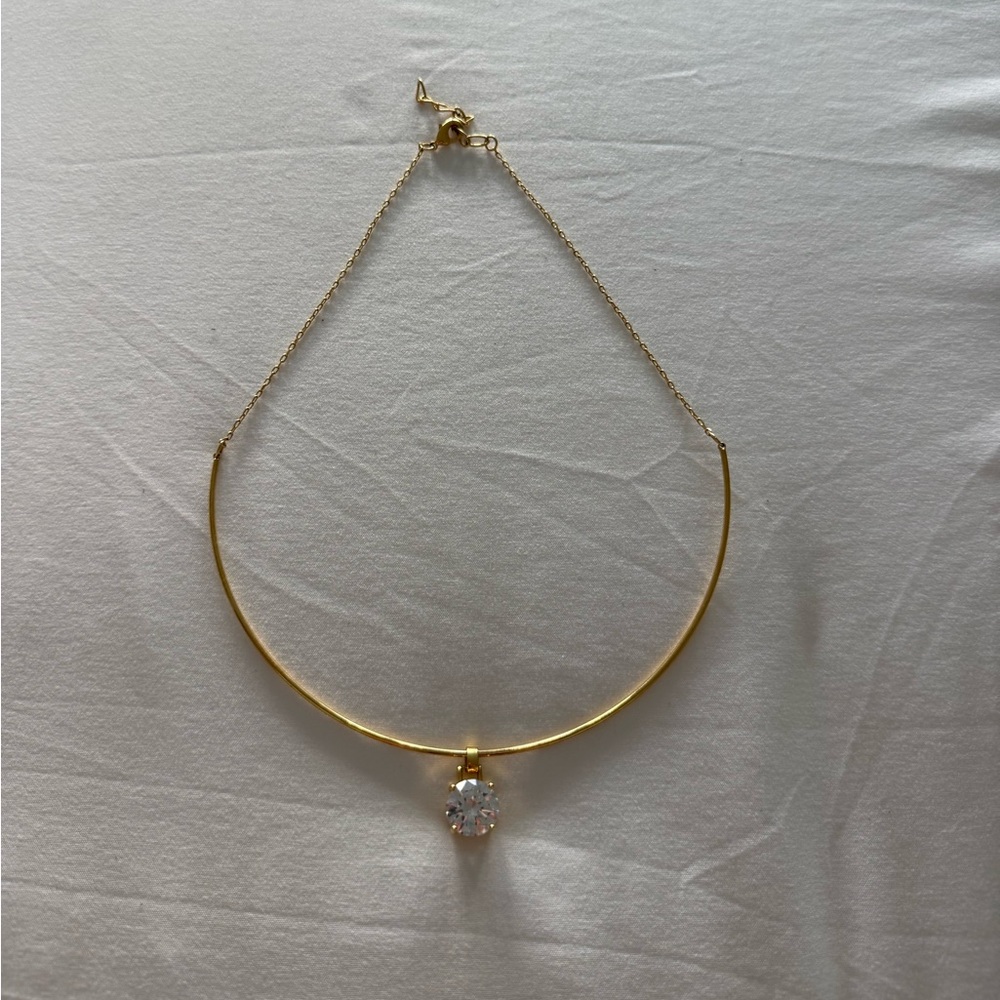 Ettika Gold Collar Necklace with Sparkling Pendant